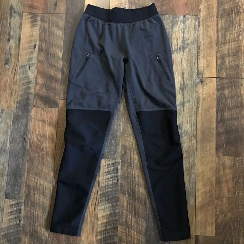 The North Face size XS leggings yoga pants black gray colorful fleece lined